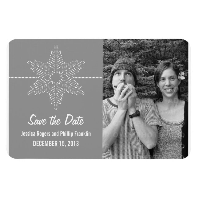 Sweet Snowflake Save the Date Magnet, Grey Magnet (Horizontal)