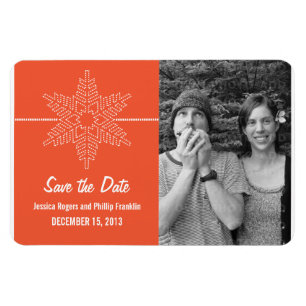 Sweet Snowflake Save the Date Magnet, Orange Magnet