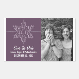 Sweet Snowflake Save the Date Stickers, Purple Rectangular Sticker