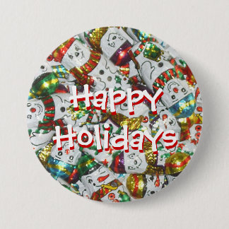 Sweet Snowmen Happy Holidays button