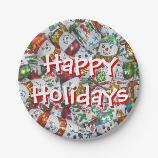 Sweet Snowmen Happy Holidays paper plates