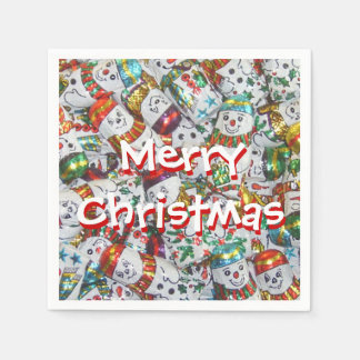 Sweet Snowmen Merry Christmas paper napkin