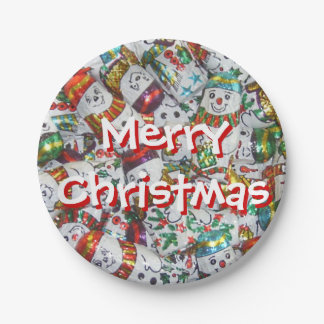 Sweet Snowmen Merry Christmas paper plates