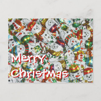 Sweet Snowmen Merry Christmas postcard horizontal