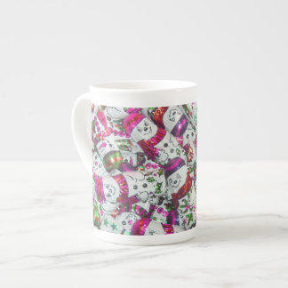 Sweet Snowmen Pink bone china mug