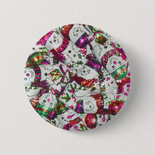 Sweet Snowmen Pink button