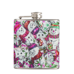 Sweet Snowmen Pink flask