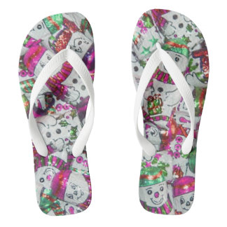 Sweet Snowmen Pink flip flops