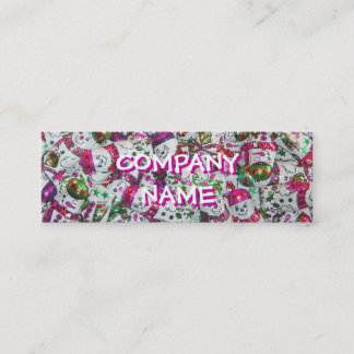 Sweet Snowmen Pink front text pink skinny Mini Business Card
