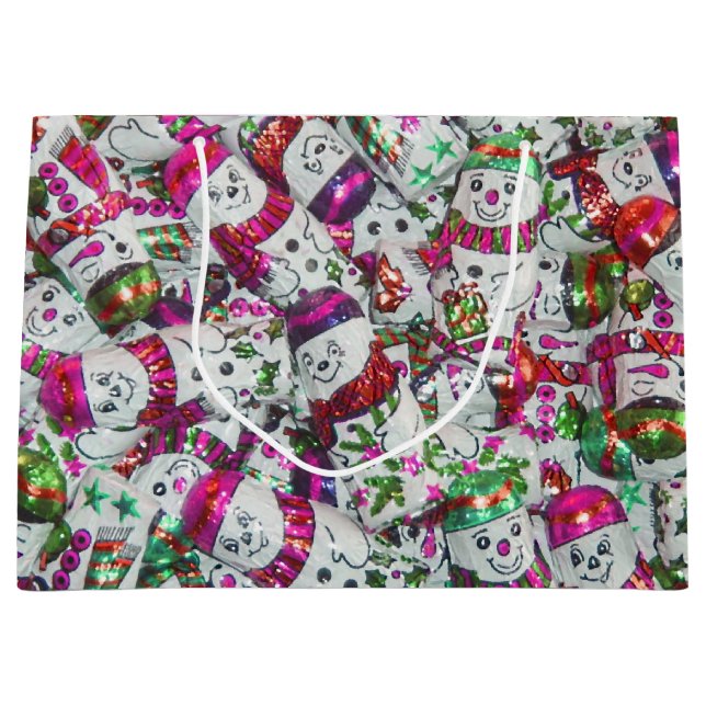 Sweet Snowmen Pink gift bag large (Front)