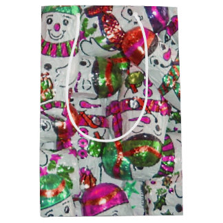 Sweet Snowmen Pink gift bag medium