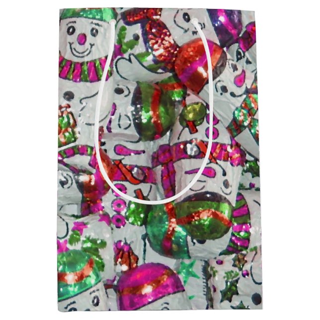 Sweet Snowmen Pink gift bag medium (Front)