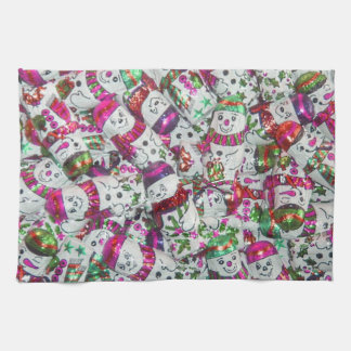 Sweet Snowmen Pink kitchen towel