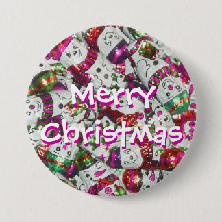 Sweet Snowmen Pink Merry Christmas button