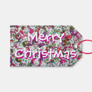 Sweet Snowmen Pink Merry Christmas gift tags
