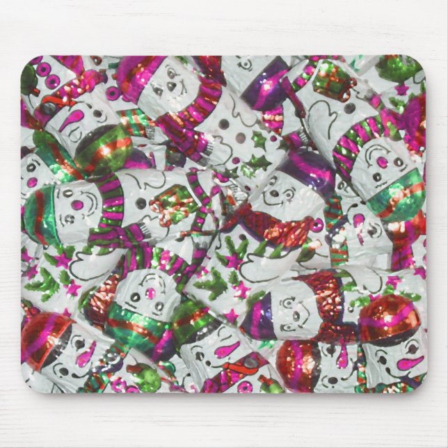 Sweet Snowmen Pink mousepad horizontal (Front)