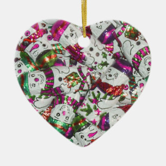 Sweet Snowmen Pink ornament heart