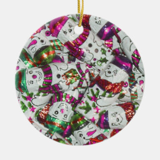 Sweet Snowmen Pink ornament round