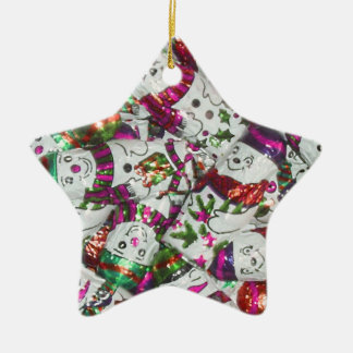 Sweet Snowmen Pink ornament star