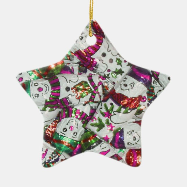 Sweet Snowmen Pink ornament star (Front)