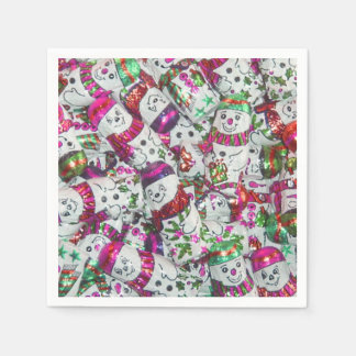Sweet Snowmen Pink paper napkin