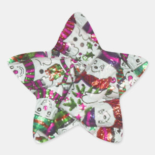 Sweet Snowmen Pink sticker star
