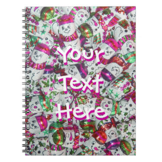 Sweet Snowmen Pink Text notebook