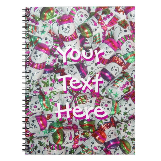 Sweet Snowmen Pink Text notebook (Front)