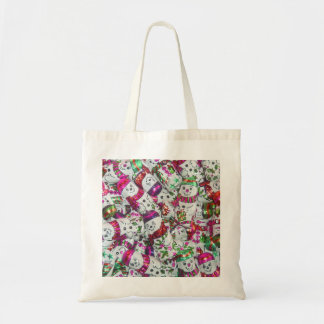 Sweet Snowmen Pink tote bag