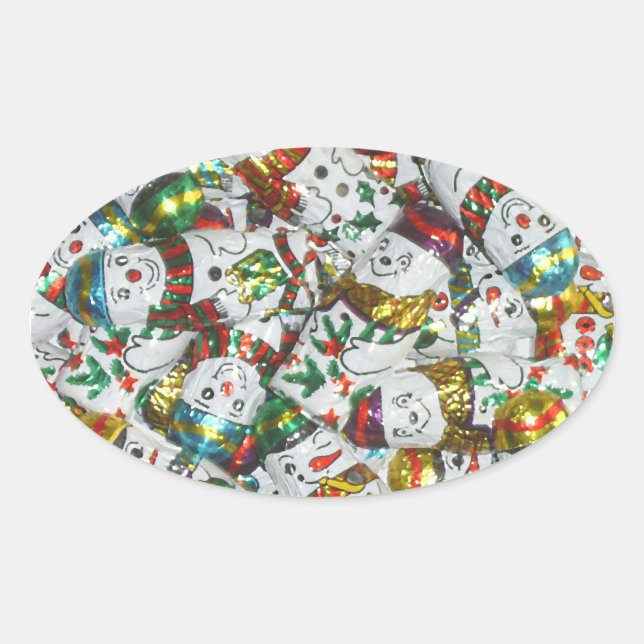 Sweet Snowmen sticker oval (Front)
