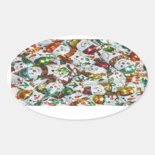 Sweet Snowmen sticker oval