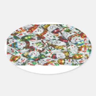Sweet Snowmen sticker oval