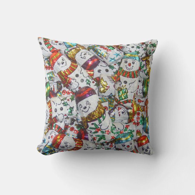 Sweet Snowmen throw pillow square (Front)