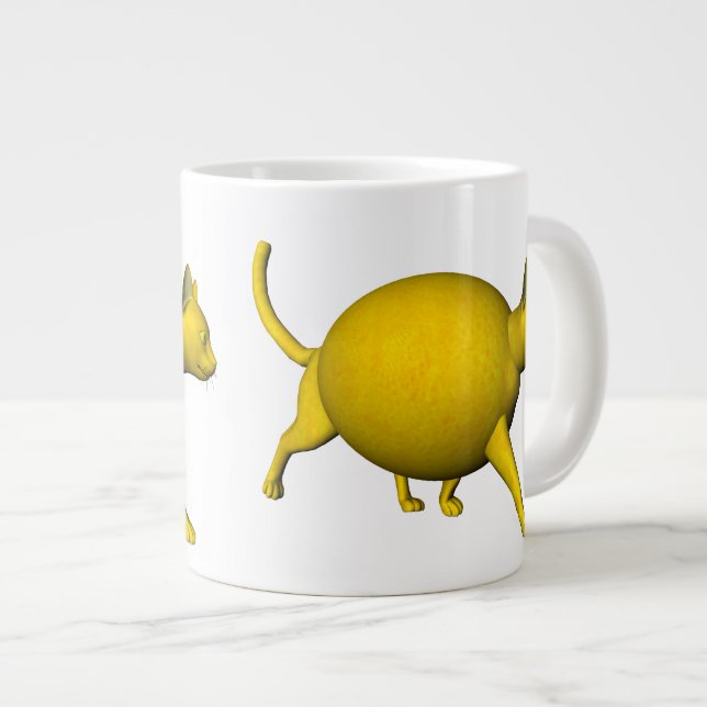 Sweet-Sour Lemon Cat Large Coffee Mug (Front Right)