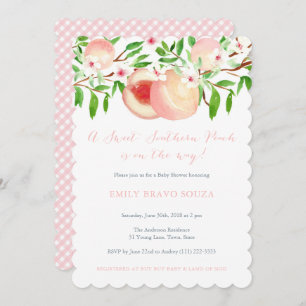 Sweet Southern Peach Little Girl Baby Shower Invitation