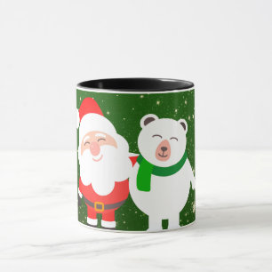 Sweet Sparkly Green, Santa and Bear Mug