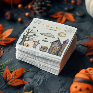 Sweet & Spooky Baby Witch Birthday Napkin