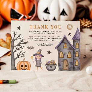 Sweet & Spooky Baby Witch Birthday Thank You Card