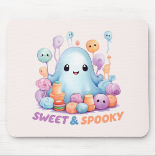 Sweet & Spooky – Cute Pastel Blue Ghoul Mouse Pad