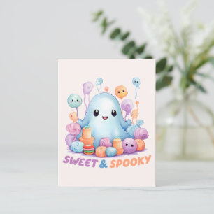Sweet & Spooky – Cute Pastel Blue Ghoul Postcard