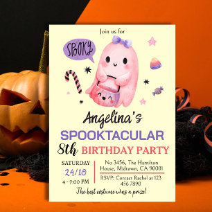 Sweet & spooky ghost candy 8th birthday Halloween Invitation