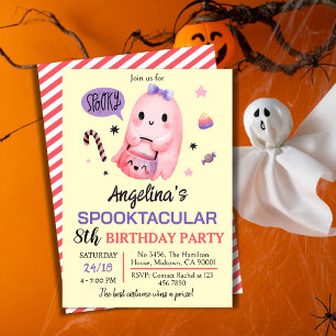 Sweet & spooky ghost candy 8th birthday Halloween Invitation