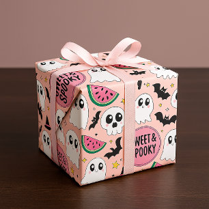 "Sweet & Spooky" Halloween Ghosts & Watermelons Wrapping Paper