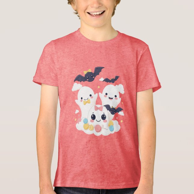 Sweet & Spooky Kawaii Ghost Party Tri-Blend Shirt (Front)