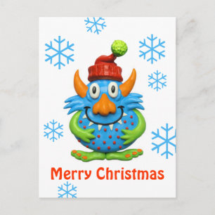 Sweet Spotted Monster Christmas Holiday Postcard