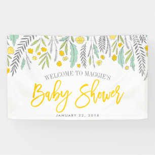 Sweet Sprigs Neutral Baby Shower Sign Banner Sign