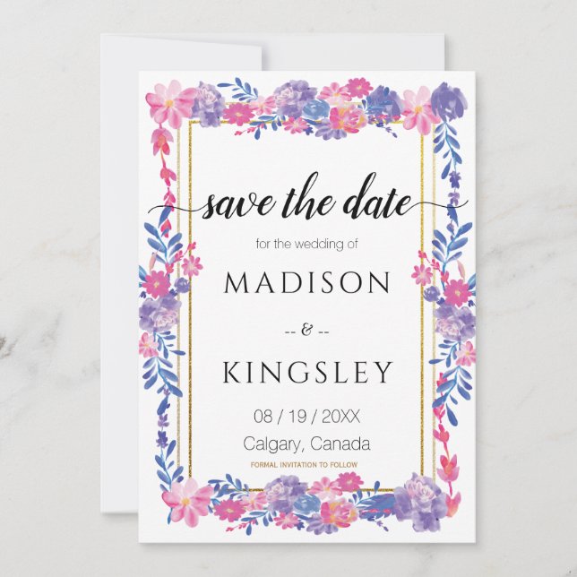 Sweet Spring Floral Abstract Save the Date CARD (Front)