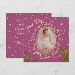 Sweet Spring Flower Shower in Burgundy Background Thank You Card
