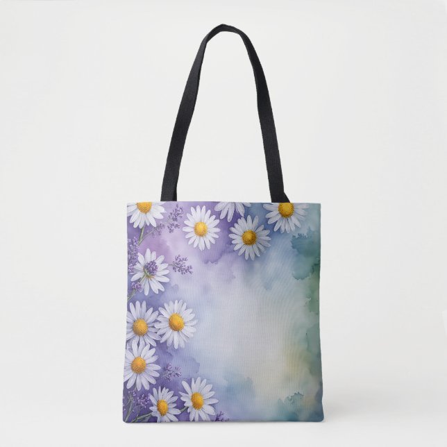 Sweet Spring Lavender & Daisy Tote Bag (Front)