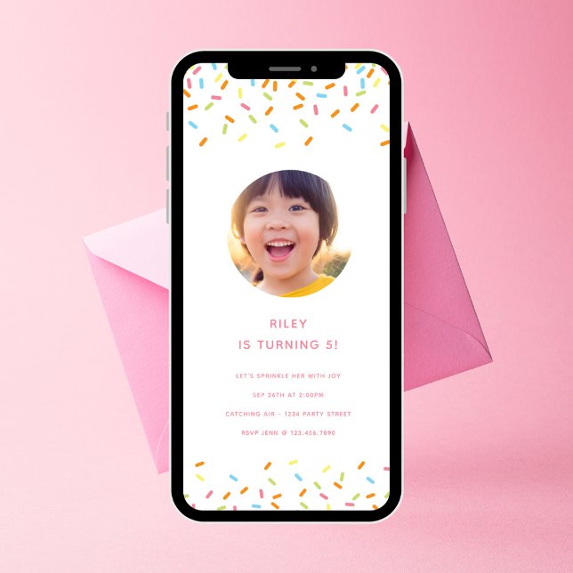 Sweet Sprinkle Kids Birthday Party Photo Invitation (Creator Uploaded)